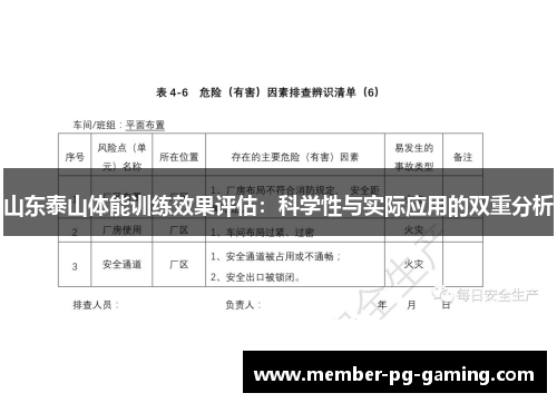 山东泰山体能训练效果评估：科学性与实际应用的双重分析
